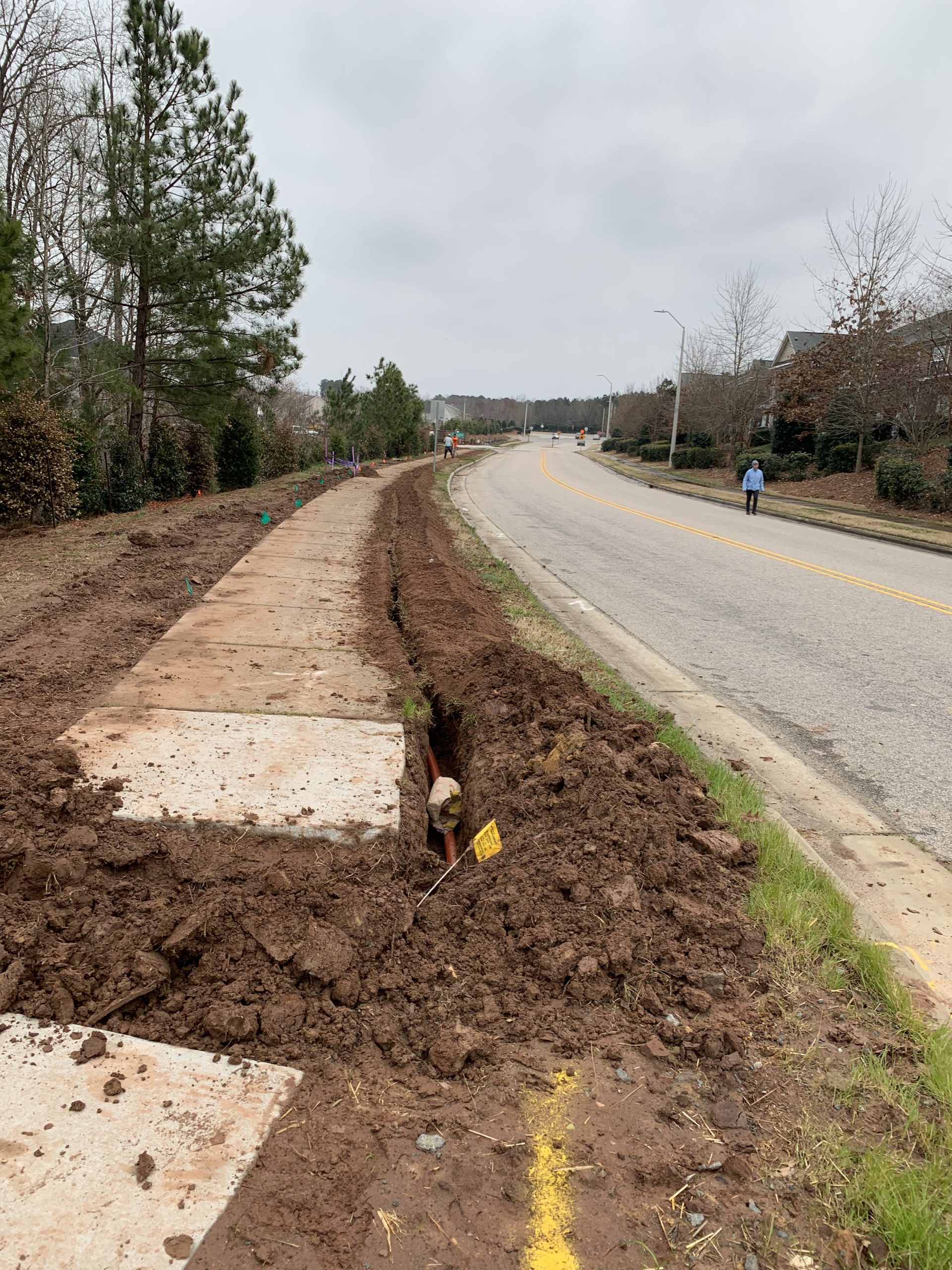 PROJECTS RF USA. Image 2.  Excavated ditch for installation of new services with our demarcation (03/11/2019)