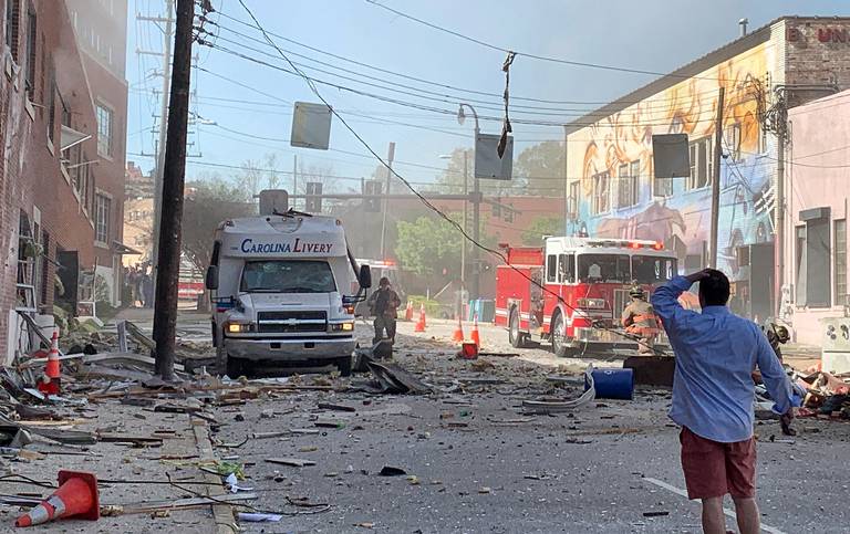 Image 1. Vicinity of 115 N. Duke Street in Durham -NC after explosion (Apr-2019). PROJECTS RF USA